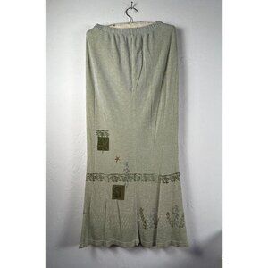 BREAD Staley Gretzinger Maxi Skirt Womens Size 3 Green Wearable Art Vintage